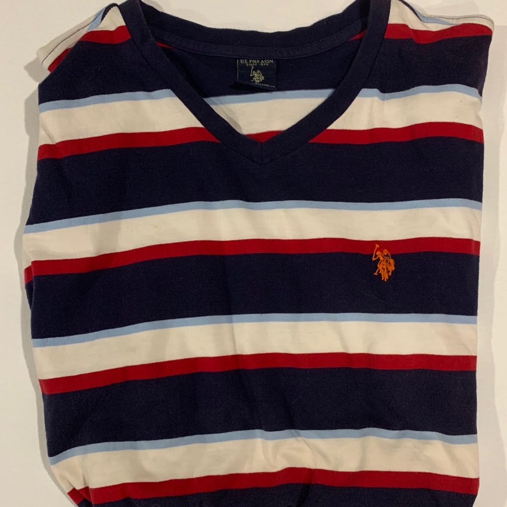US polo Assn. striped V-neck tee
